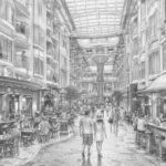 Illustration of the four-deck Royal Promenade aboard Independence of the Seas