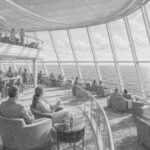 Illustration of the two-deck Observation Lounge aboard Norwegian Bliss