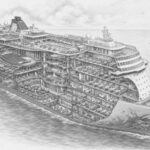 Illustration of the Waterfront promenade aboard Norwegian Escape