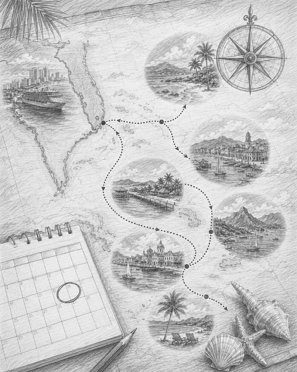 Illustration representing the MSC Experiences tiers aboard MSC World America