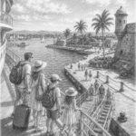 Illustration of a Caribbean port of call seen from Allure of the Seas