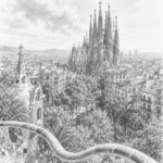 Illustration of Barcelona with the Sagrada Familia before a Norwegian Epic cruise