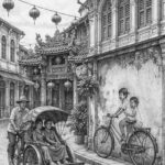 Illustration of a Malaysian and Thai port scene on a Spectrum of the Seas cruise