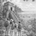 Illustration of a Cozumel beach and reef on a Norwegian Luna Caribbean cruise