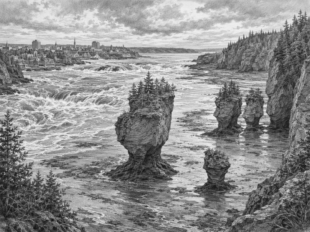 Illustration of the Bay of Fundy tides at Saint John on a Norwegian Escape cruise
