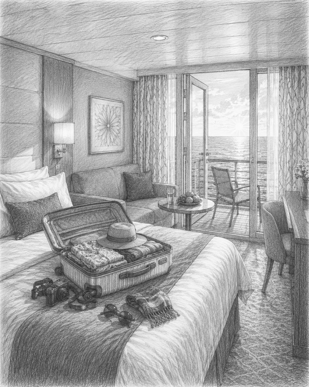 Illustration of a Yacht Club suite aboard MSC World America