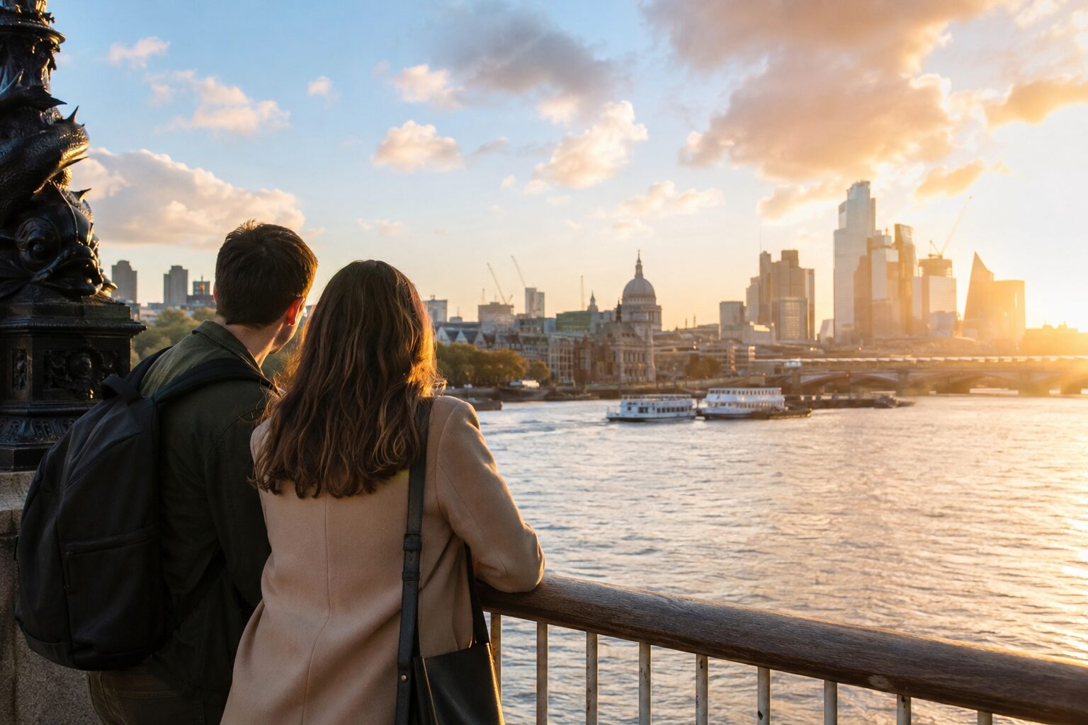 Travelers enjoying a free London skyline view