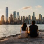 Travelers enjoying a free Manhattan skyline view